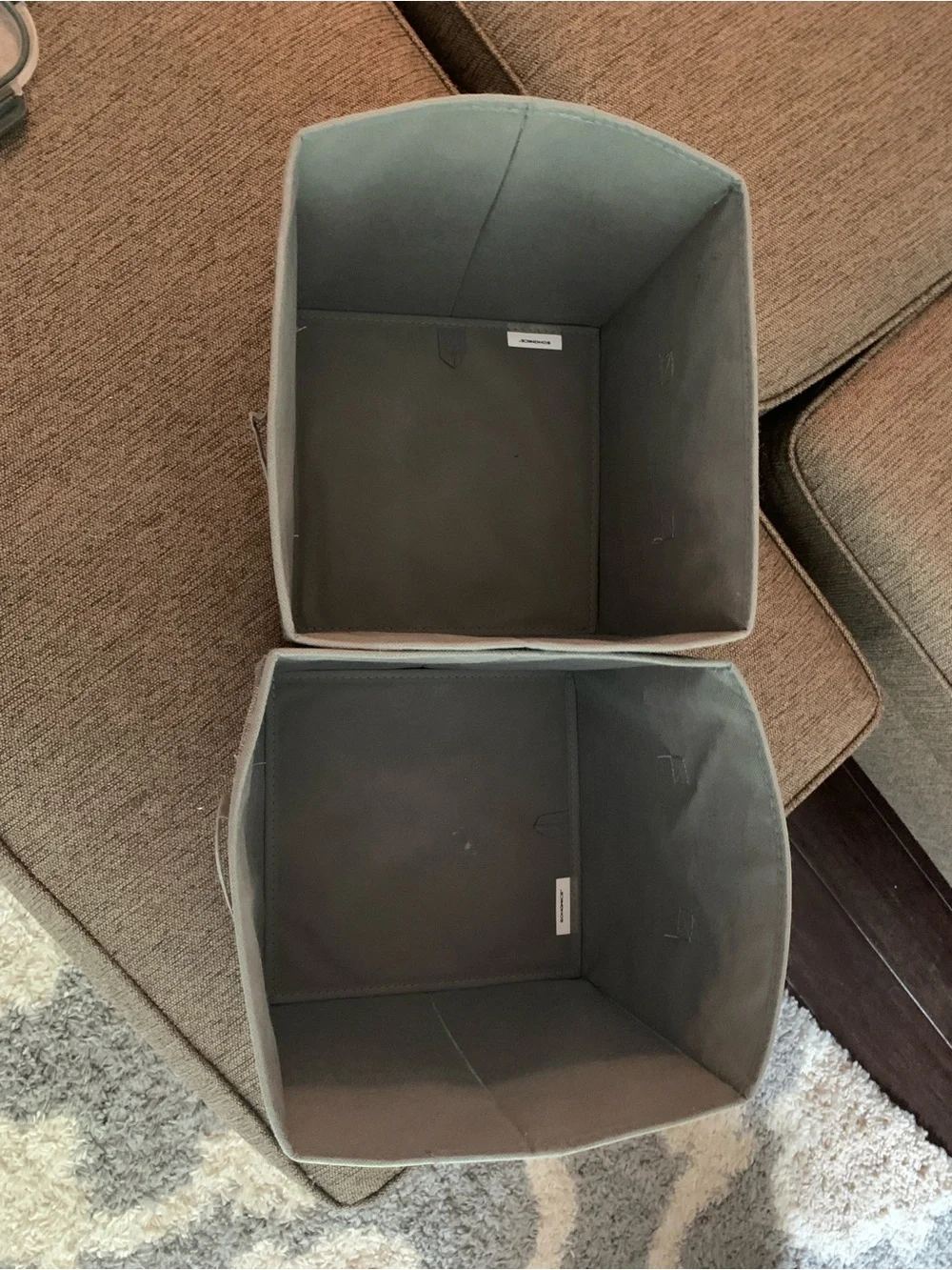 Songmics Gray Collapsible Fabric Storage Bins with Front Handles - Set of 2